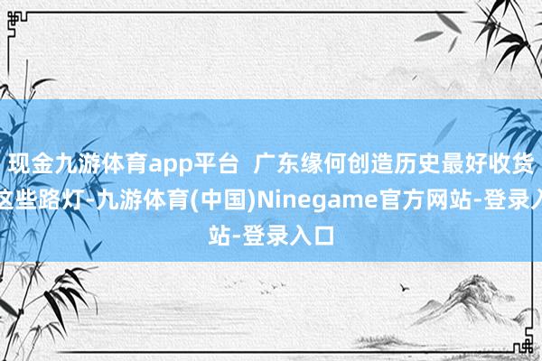 现金九游体育app平台  广东缘何创造历史最好收货？这些路灯-九游体育(中国)Ninegame官方网站-登录入口