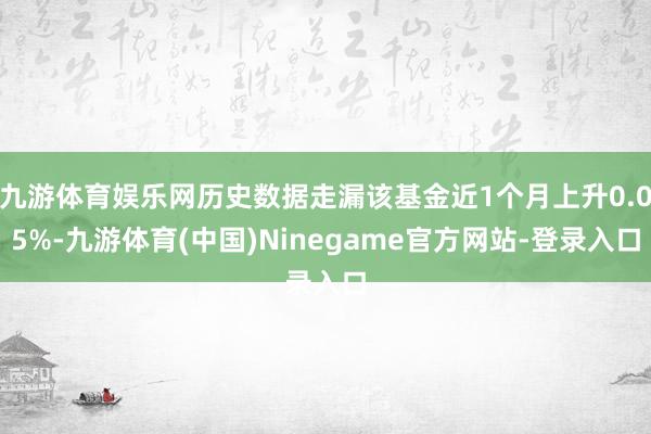 九游体育娱乐网历史数据走漏该基金近1个月上升0.05%-九游体育(中国)Ninegame官方网站-登录入口