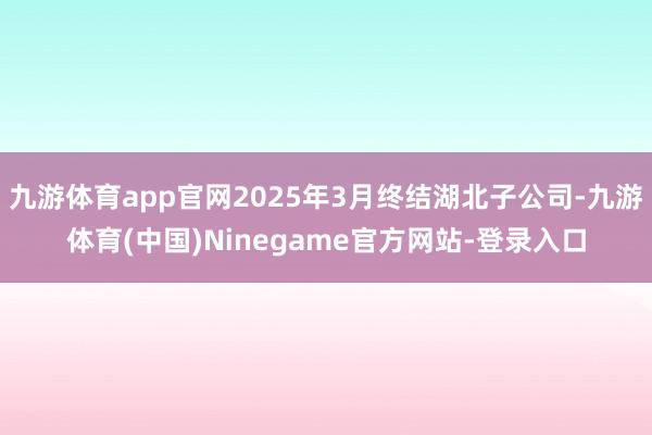 九游体育app官网2025年3月终结湖北子公司-九游体育(中国)Ninegame官方网站-登录入口