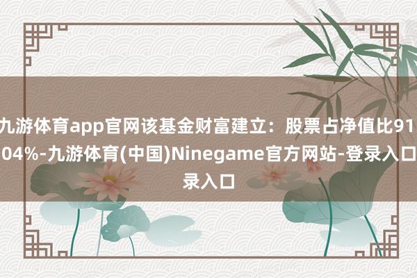 九游体育app官网该基金财富建立：股票占净值比91.04%-九游体育(中国)Ninegame官方网站-登录入口